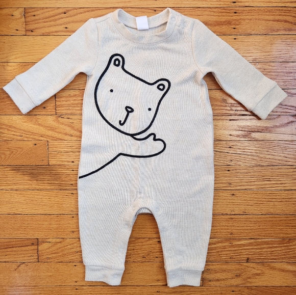 VGUC baby GAP Brannan Bear Footless One-Piece Ecru 3-6 months - Picture 1 of 6